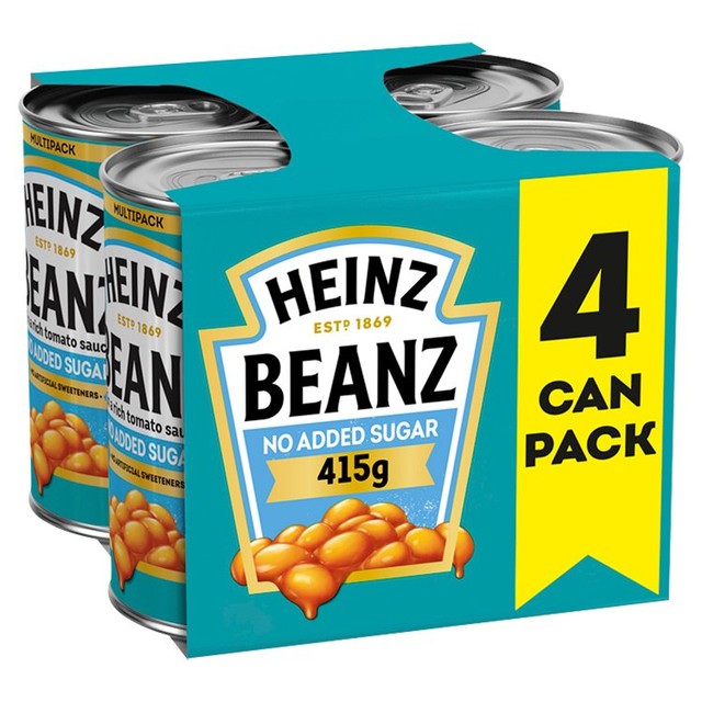 Heinz No Added Sugar Baked Beans in tomato sauce 4 x 415g cans, UK version