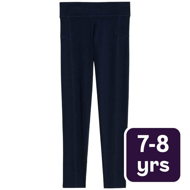 M&S girls cotton leggings navy 7-8 years, imported from the UK