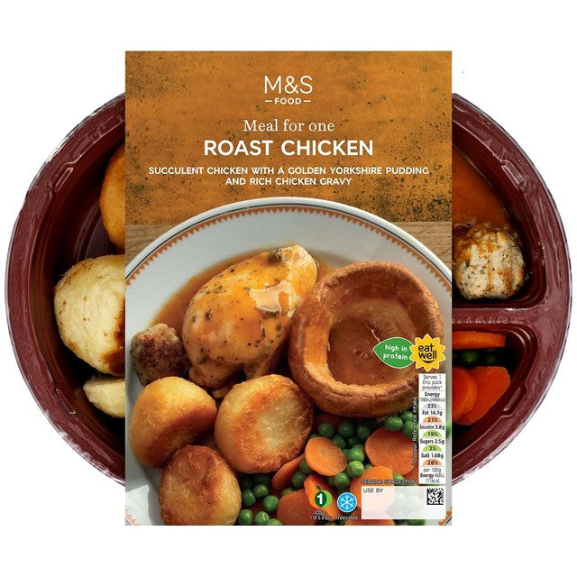 M&S roast chicken dinner 420g, imported from the UK