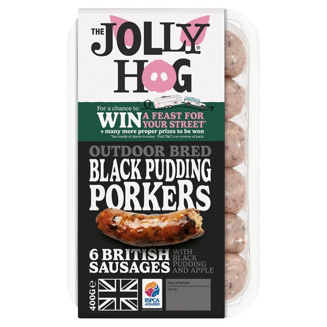 Jolly Hog Black Pudding Porker Sausages 400g, UK version
