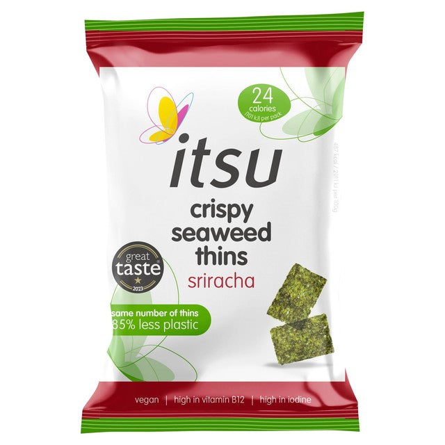 Itsu Sriracha crispy seaweed thins 5g, UK version