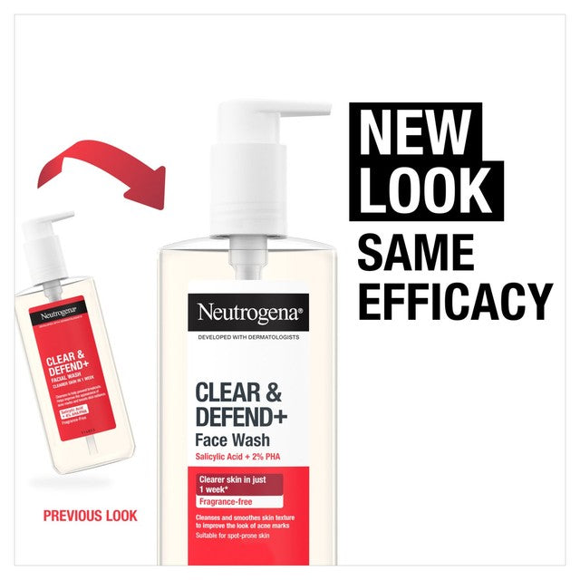 Neutrogena Clear and Defend+ Face Wash with Salicylic Acid + 2% PHA