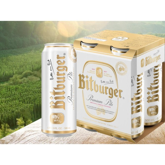 Bitburger Premium Pils pilsener beer 4x500ml - British product