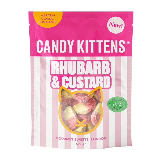 Candy Kittens fruit gum sweets rhubarb and custard 140g - British product