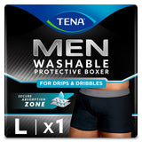TENA Men Washable Incontinence Boxer Black Size Large (British brand)