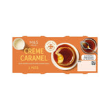 M&S creme caramel dessert with vanilla custard, imported from the UK