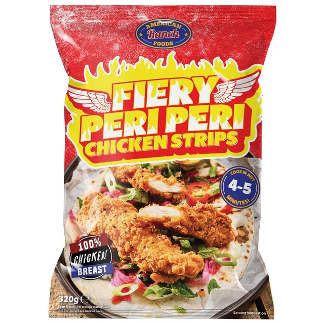 American Ranch Fiery Peri Peri chicken strips 320g - British product