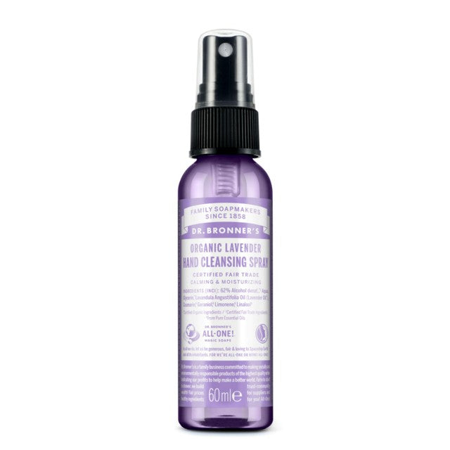 Dr. Bronner's Lavender Hand Sanitiser Spray 60ml - British product