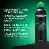 Wilkinson Sword sensitive shave foam for men 200ml (British brand)