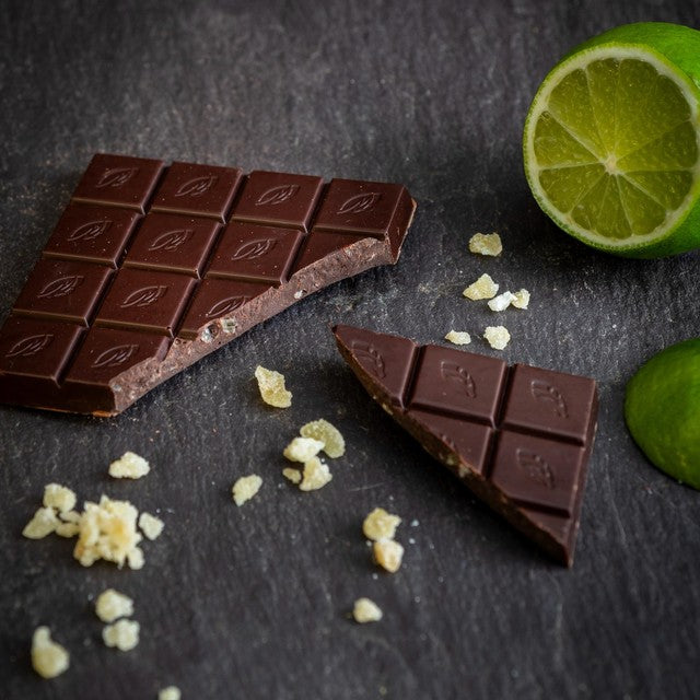 Willie's Cacao vegan dark chocolate with ginger and lime 50g (British brand)