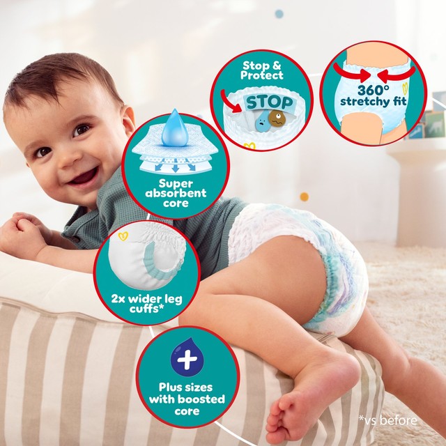 Pampers Baby Dry Nappy Pants Extra Absorption Size 4+, imported from the UK
