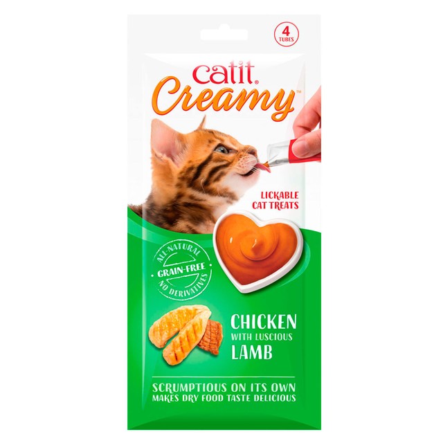 Catit creamy lickable treats chicken and lamb 4 x 10g - British product