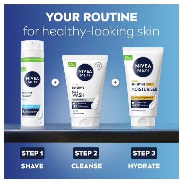 Nivea sensitive shaving gel with 0% alcohol 200ml, imported from the UK