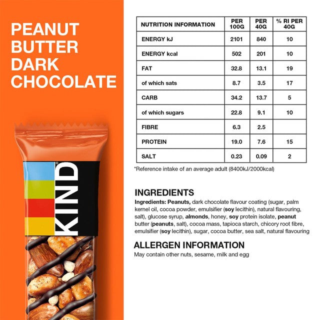 KIND Peanut Butter Dark Chocolate Bar 40g, UK version
