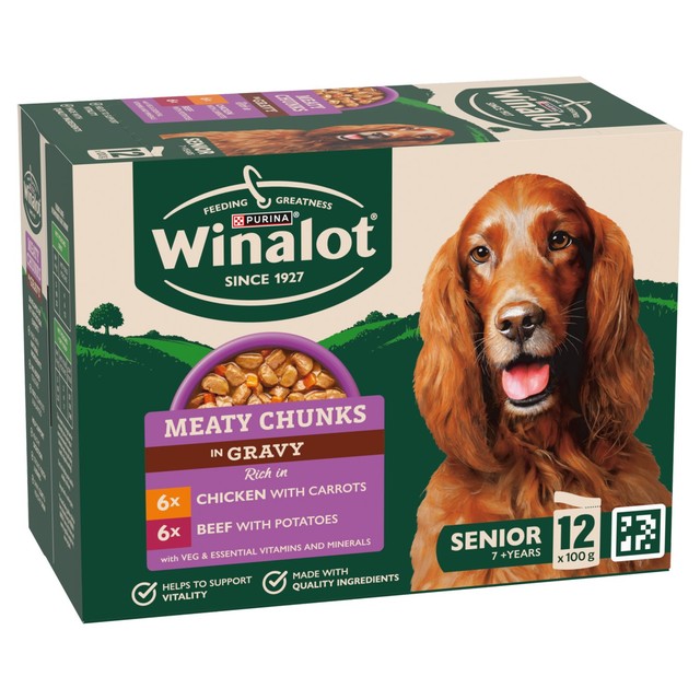 Winalot senior wet dog food 12x100g pouches (British brand)