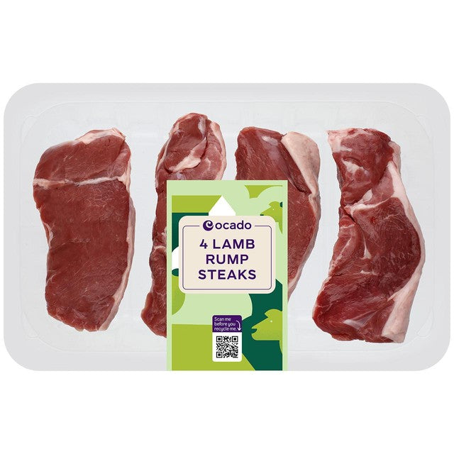 Ocado lamb rump steaks 400g, imported from the UK