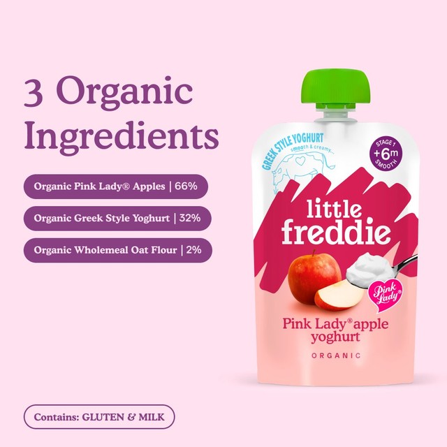 Little Freddie apple yoghurt baby food pouch 100g, UK version