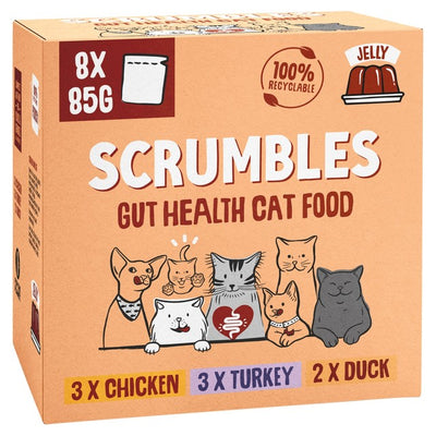 Scrumbles Grain Free Wet Cat Jelly Pouch Meat Selection 8 x 85g