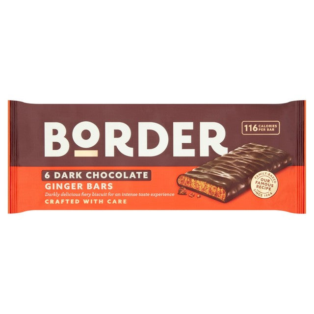 Border Biscuits dark chocolate ginger biscuit bars 144g - British product