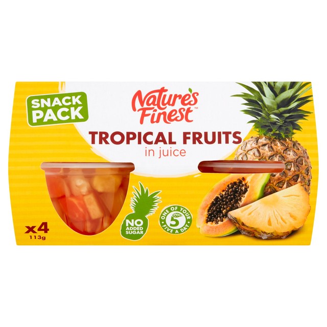 Nature's Finest Tropical Fruit Salad Fruit Pots 4x113g (British brand)