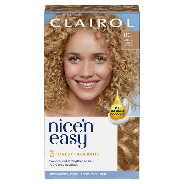 Clairol Nice'n Easy hair dye 8G Medium Honey Blonde - British product