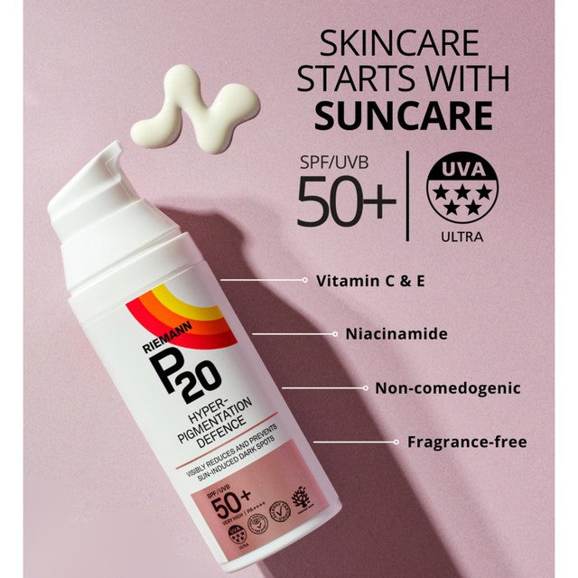 Riemann P20 Hyperpigmentation Face SPF 50+ sun cream 50ml, imported from the UK