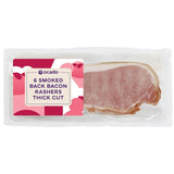 Ocado smoked back bacon thick cut rashers 300g, imported from the UK