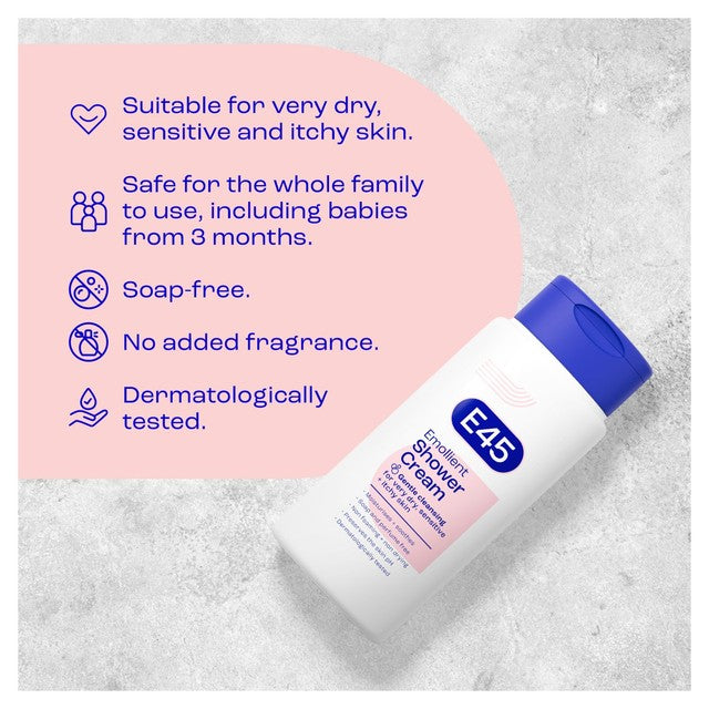 E45 Emollient Shower Cream for dry and sensitive skin 200ml - British product