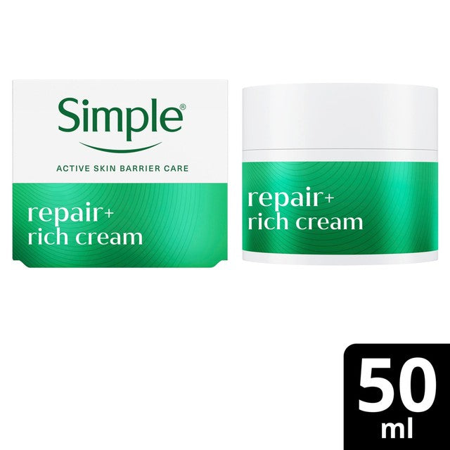 Simple Repair+ Rich facial moisturiser cream 50ml (British brand)