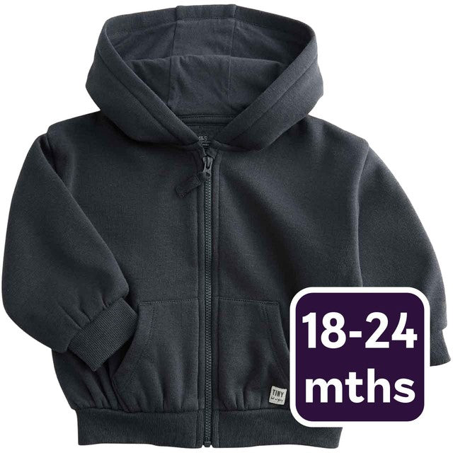 M&S Toddler Zip Up Hoodie Charcoal 18-24 Months, imported from the UK