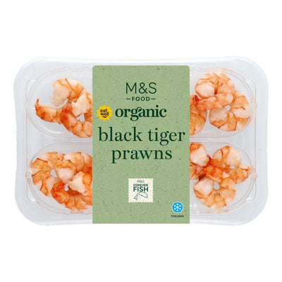 M&S Organic Black Tiger Prawns Cooked and Peeled 150g