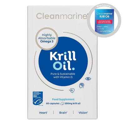Cleanmarine MSC Krill Oil Supplement Capsules Omega 3 Supplement 60 Capsules