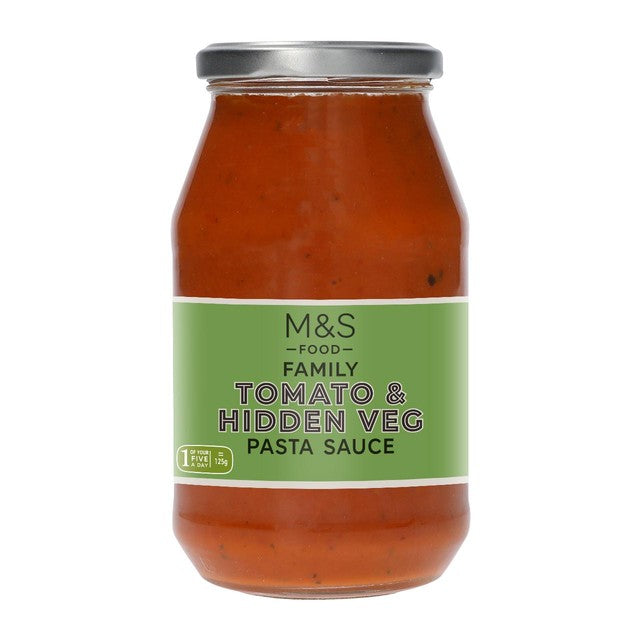 M&S tomato and hidden vegetable pasta sauce 500g, imported from the UK