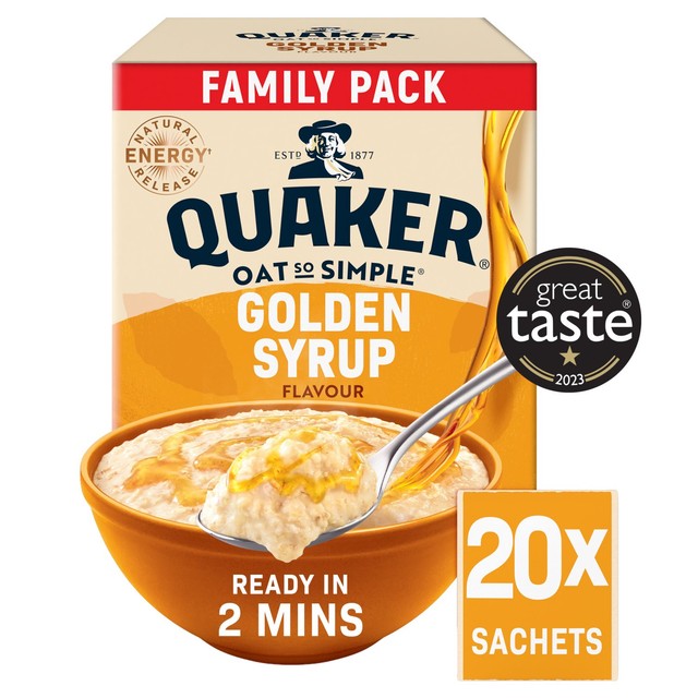 Quaker golden syrup porridge sachets family pack 20 sachets, imported from the UK