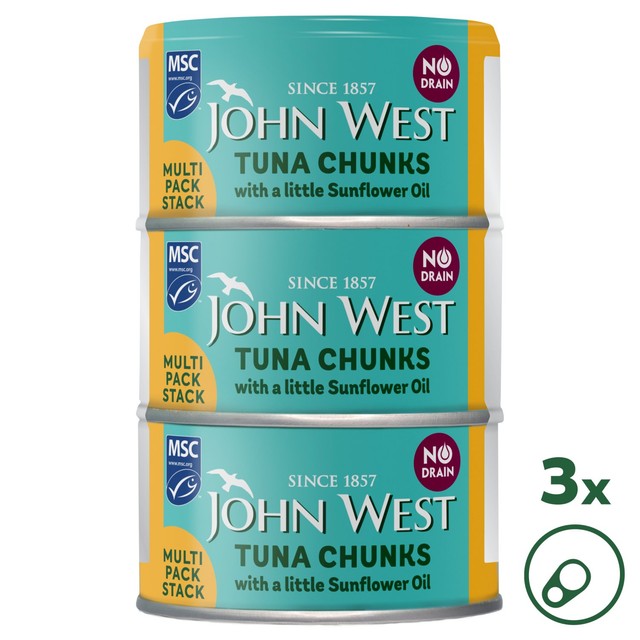 John West Tuna Chunks with Sunflower Oil 3x100g, UK version