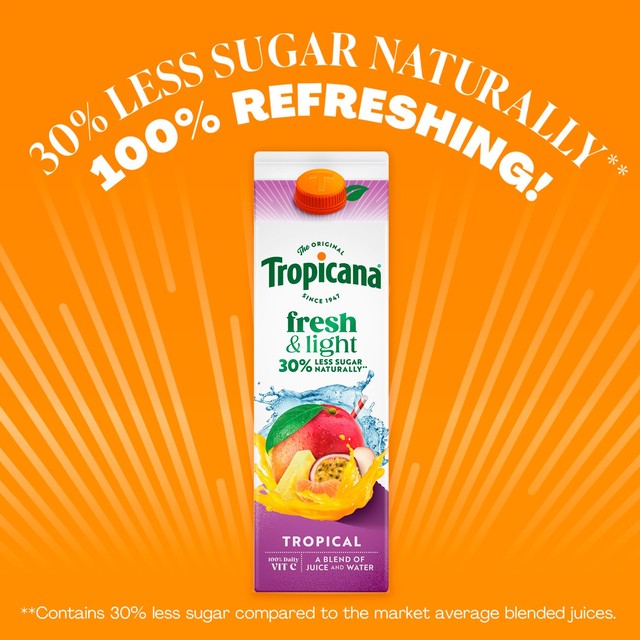 Tropicana Fresh & Light Tropical fruit juice 850ml (British brand)