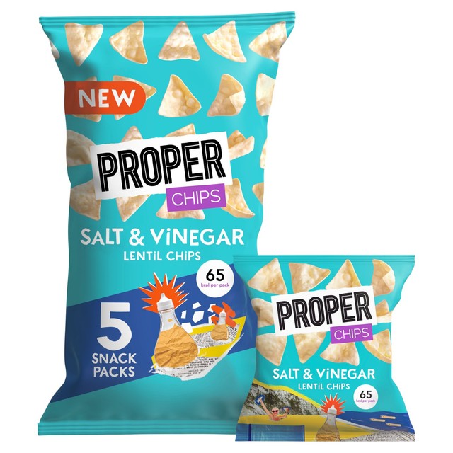 Properchips salt & vinegar lentil chips, imported from the UK