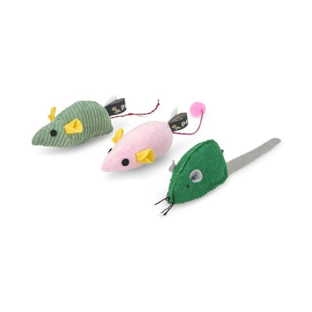 Petface Catkins Three Kind Mice plush cat toys 3 pack - British product