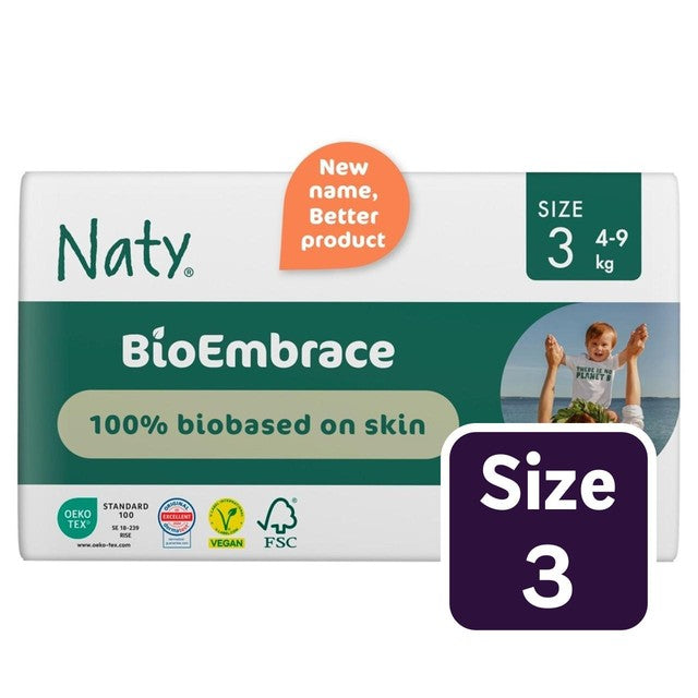Naty BioEmbrace Big Pack nappies Size 3 (4-9kg), imported from the UK