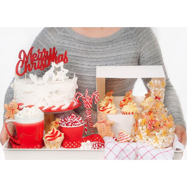 Anniversary House red glitter Merry Christmas cake topper, imported from the UK