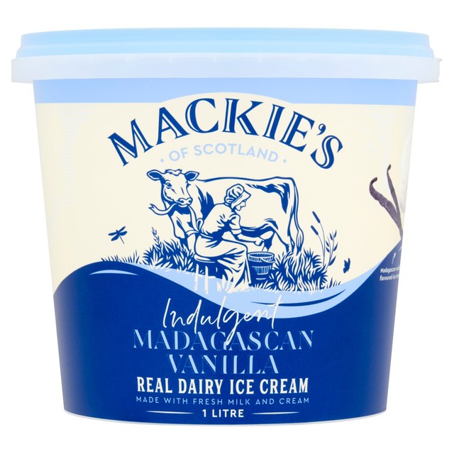 Mackie's indulgent vanilla dairy ice cream 1L, imported from the UK
