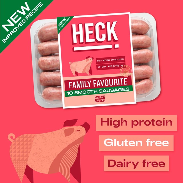 Heck Family Favourite Gluten Free Smooth Pork Sausages 600g, UK version
