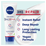 Nivea 3 in 1 Repair Hand Cream 100ml, imported from the UK