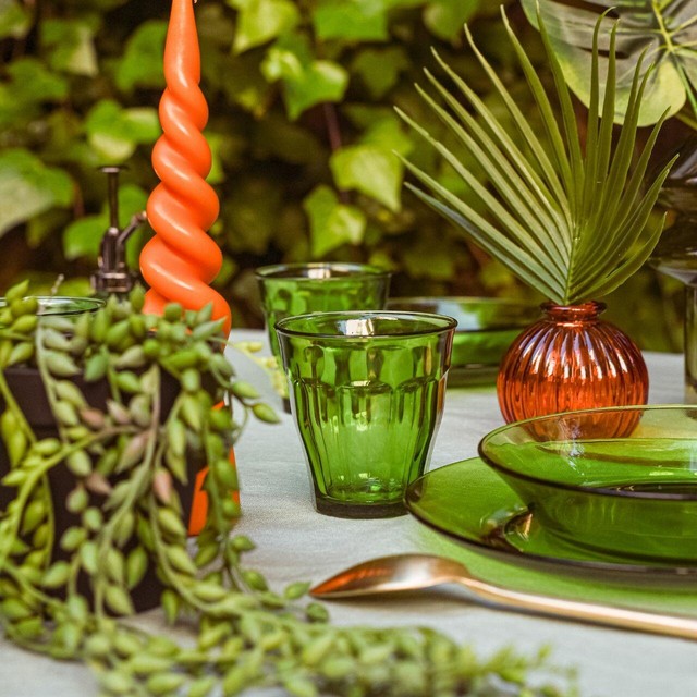 Duralex Picardie Jungle Green tumbler glasses 250ml - British product