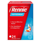 Rennie Peppermint heartburn relief tablets 24 tablets, imported from the UK