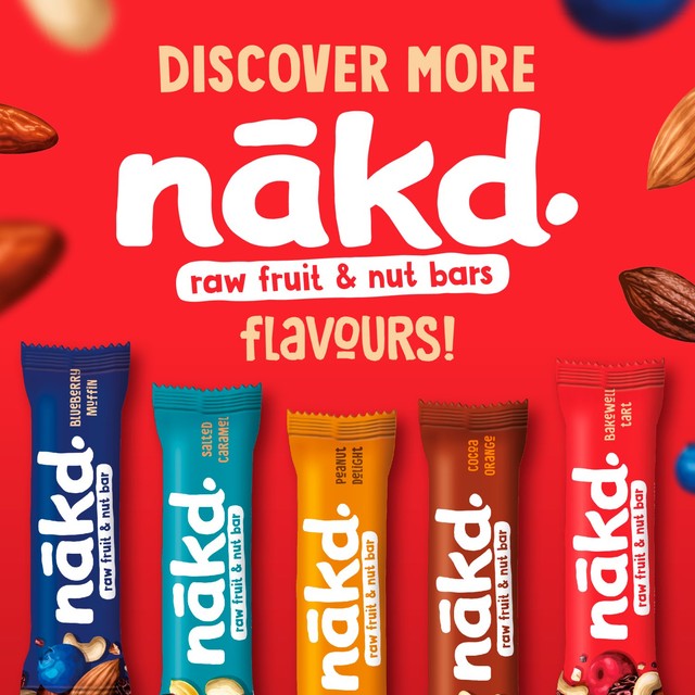 Nakd Bakewell Tart bars multipack 4x35g, imported from the UK