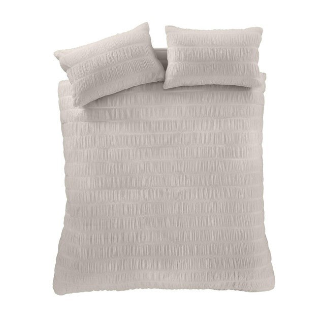 Catherine Lansfield Seersucker Natural Double Duvet Set - British product