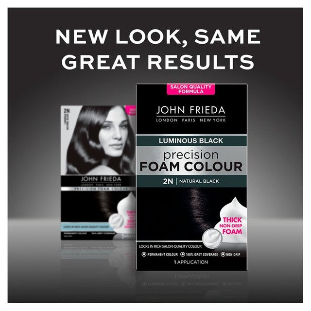 John Frieda Foam Hair Colour Natural Black 2N Kit, UK version