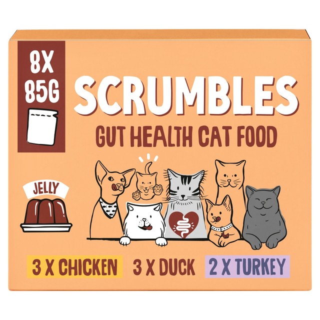 Scrumbles Wet Cat Jelly Pouch Meat Selection 8 x 85g (British brand)