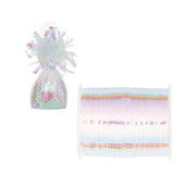 Unique Party iridescent balloon weight and ribbon kit 50 yards, imported from the UK